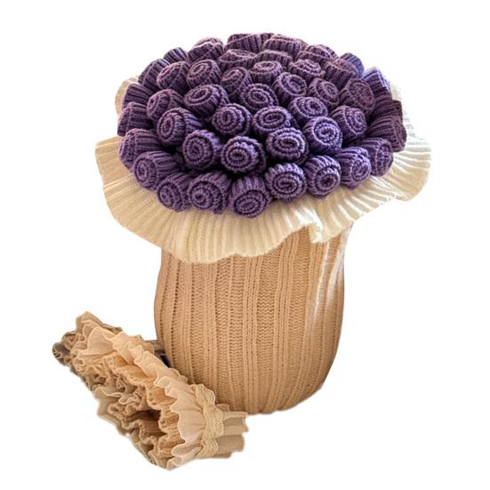 

Rose Bouquet Pillow 2-in-1 Decorative Knitted Throw Pillow Blanket Machine Washable Bouquet Cushion for Couch Sofa Bed Anniversary Gift S фиолетовый