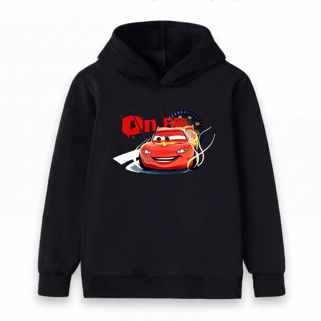 Kids Boys Girls Hooded Sweatshirt, Cartoon Red Racing Car On Fire Print Pullover Hoodie, Soft Casual Long Sleeve Tops for Toddlers Children Daily Wear