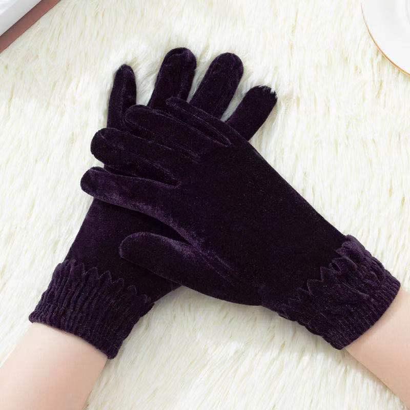 Unisex Gold Velvet Gloves for Autumn/Winter: Sports, Cycling & Driving Warmth