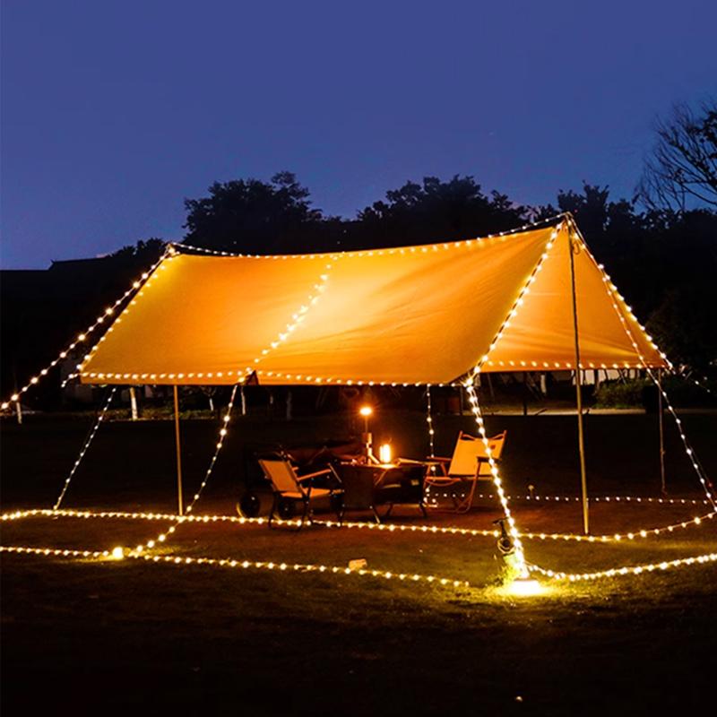 LED Light String Portable Camping Lights 1800mAh Rechargeable 8m Outdoor Atmosphere Tent Wedding Christmas Decor Strip Star Lamp