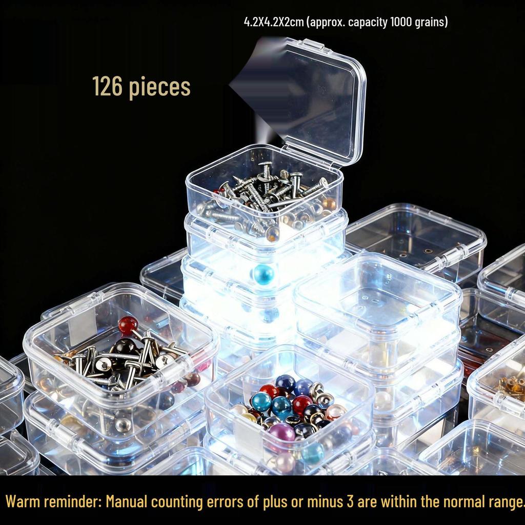Transparent Polypropylene Small Square Bead & Office Stationery Storage Box