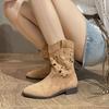 2025 New Retro Western Cowboy Boots Embroidered Hollow Women's Thick Heel V-mouth Knight Boots Women's Fashion Short Boots Summer