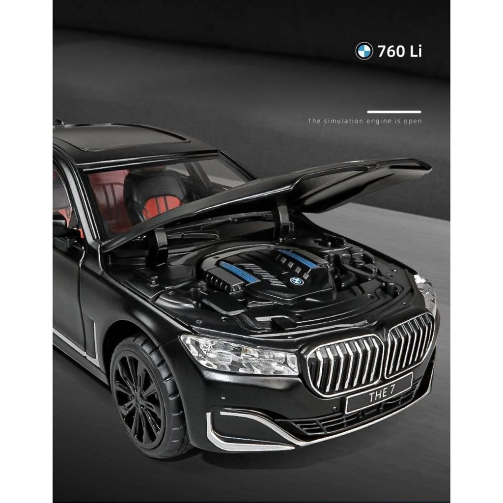 1/24 BMW THE 7 760Li Miniature Diecast Toy Car Vehicle Model 1:24 Pull Back Sound & Light Doors Openable Collection Gift Kid