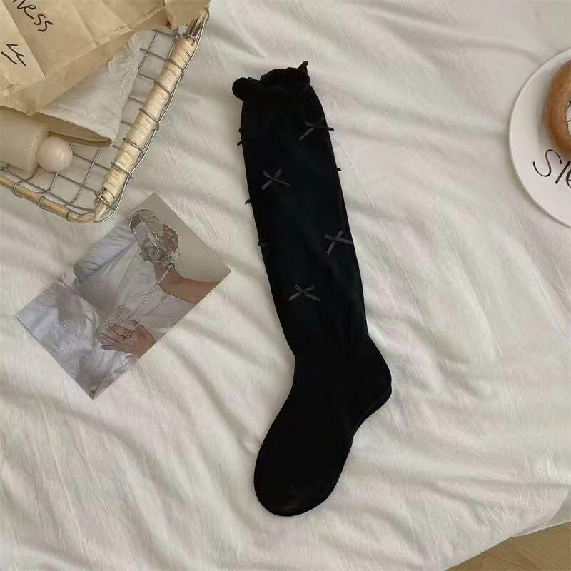 Female Summer Fashion New Bow Ballet Wind Non Slip Boneless Calf Pile Socks