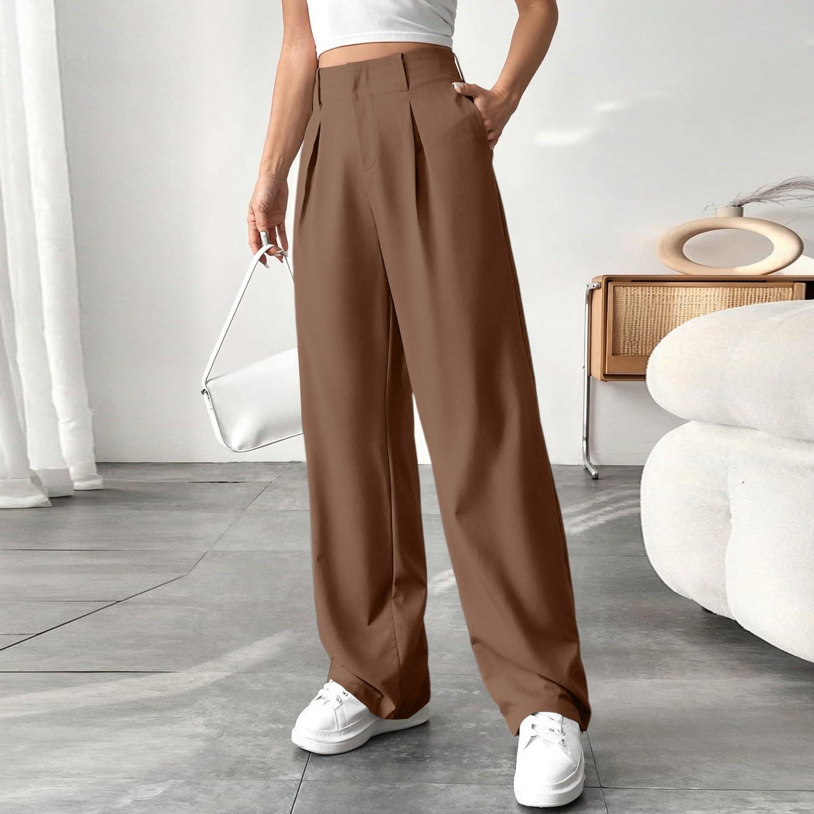 

Женские брюки повседневные и модные однотонные брюки с карманами M верблюд