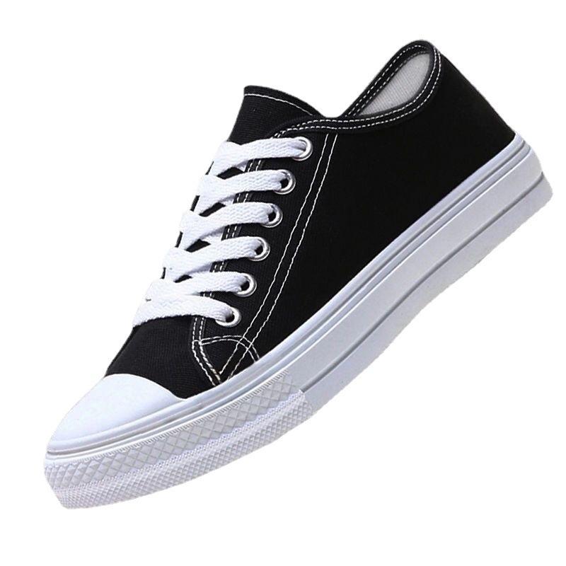 Frühlings- und Sommer-Canvas-Schuhe lässige kleine schwarze Schuhe Damenschuhe Koreanische Version Trend flache Grundplatte Schuhe Damenschuhe