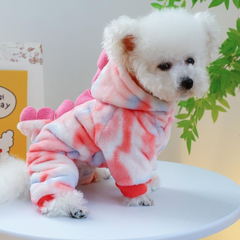 Warm Pet Dinosaur Costume Colorful Style Cartoon Winter Puppy Clothes Comfortable Thicken Pet Transformation Clothing