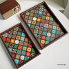 Ethnic-Style Wooden Tray: Decorative Storage for Living Room, Coffee Table, Fruit, or Tea.