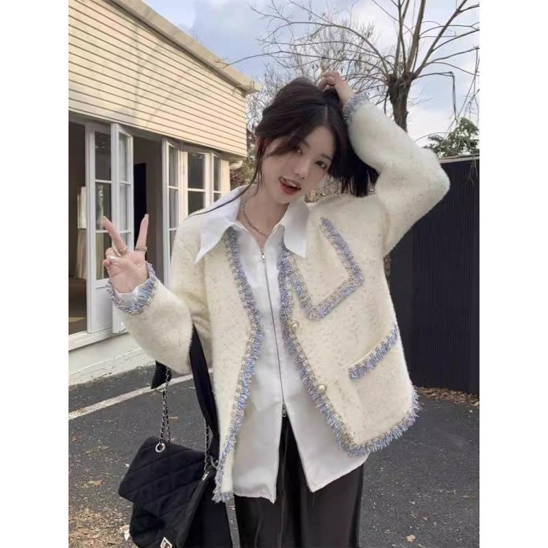 Color-Block Faux Mink Fur Sweater Coat - Korean Style Soft Knit Top for Women (2025)