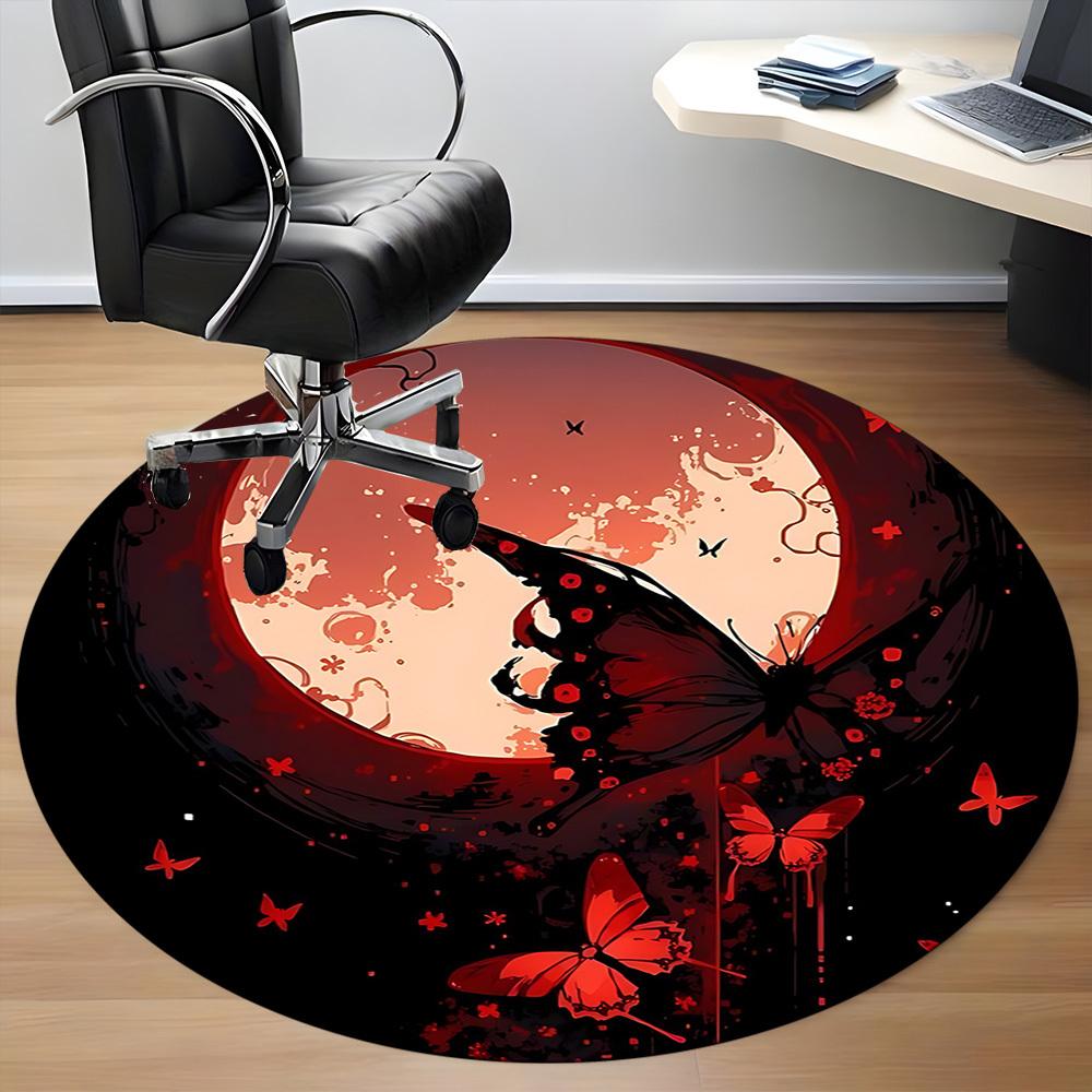 1pc Moonlit Butterflies Office Round Area Rug, Under Office Chairs Bedroom Living Room Home Decor, Room Deco, Available in Various Sizes