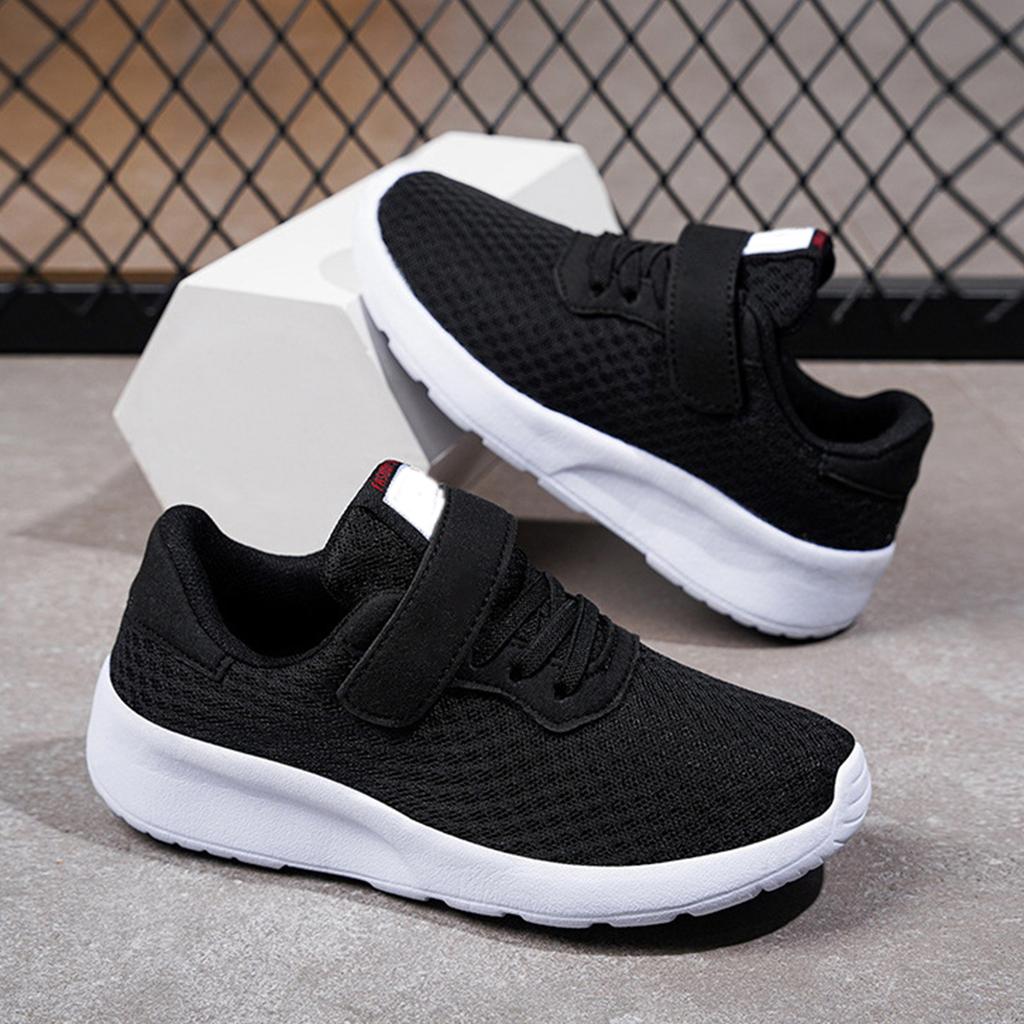 Children Athletic Sneakers Lightweight Breathable Mesh Upper Slip Resistant Soft Sole Hook and Loop Closure Kids Running Shoes for Everyday Wear