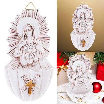 Resinas para Montar en la Pared Pila de Agua Bendita Caja para Llaves Arte Religioso Adorno Colgante para Decoración del Hogar y Organizadores para Guardar Llaves