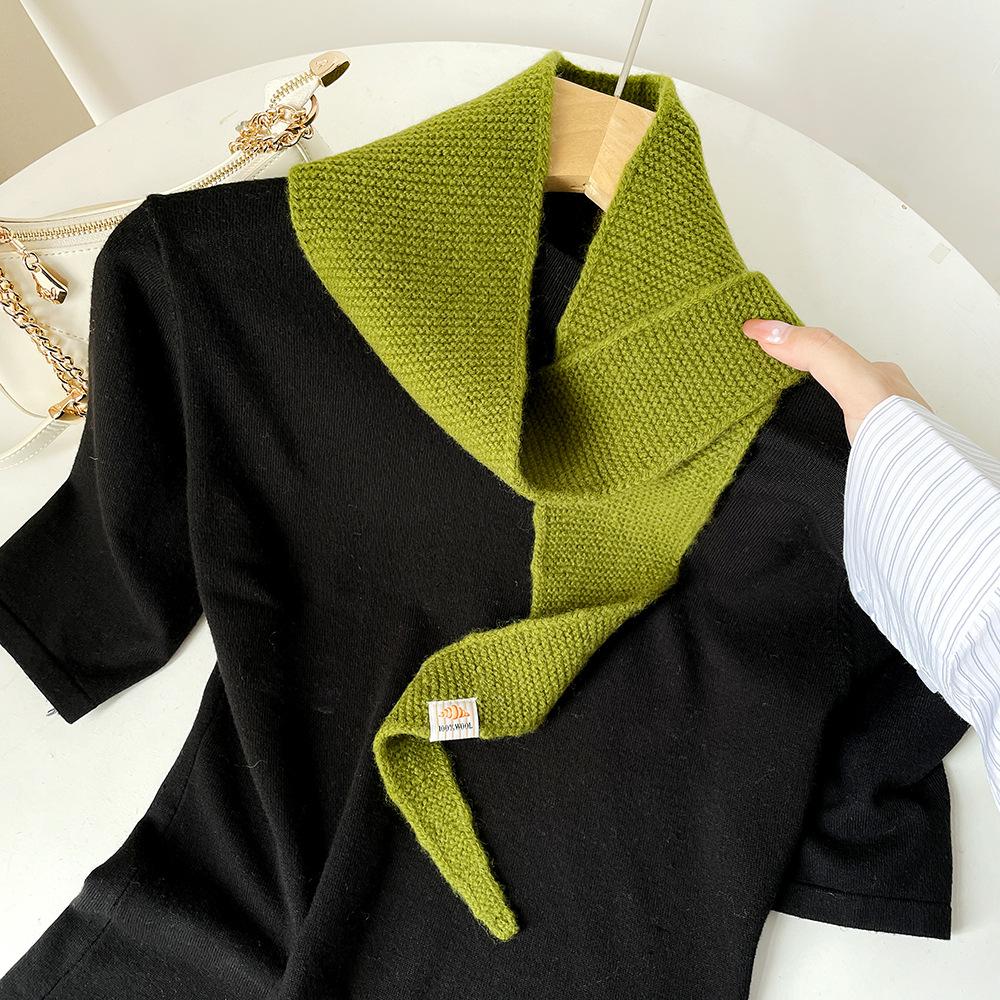 Korean Style Shawl Niche Design  Wool Scarf Female Atmosphere Versatile Scarf Lazy French Neck Scarf Tide Streetwear Scarves