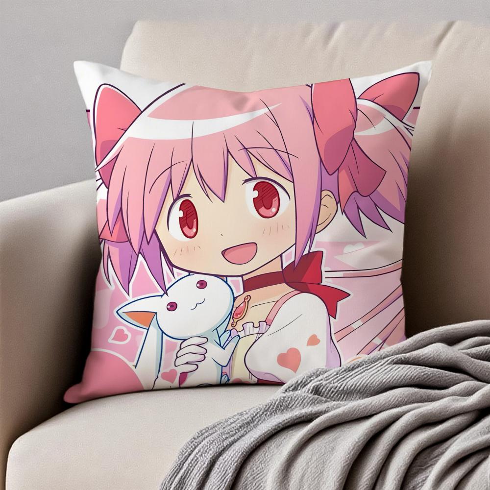 Cute Japanese Anime PPuella Magi Madoka Magica Cushion Cover Pillowcase Antidustmite Invisible Zipper Short Plush Sofa Cushion