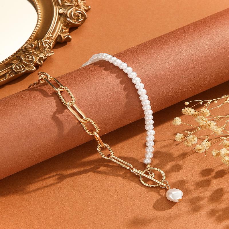 Vintage Gold Color Multiple Styles Imitation Pearl Necklace For Women Boho Trendy Multi-Layer Crystal Pendant Necklaces Jewelry