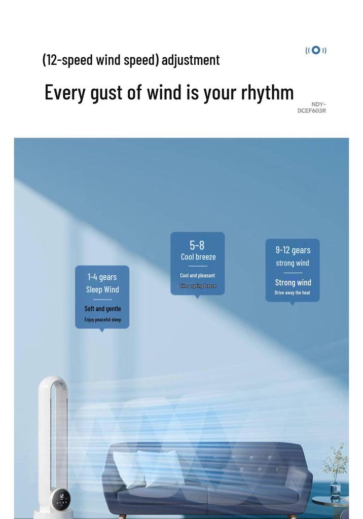 Aux Energy-Saving Bladeless Vertical Desk Fan 2026 Model