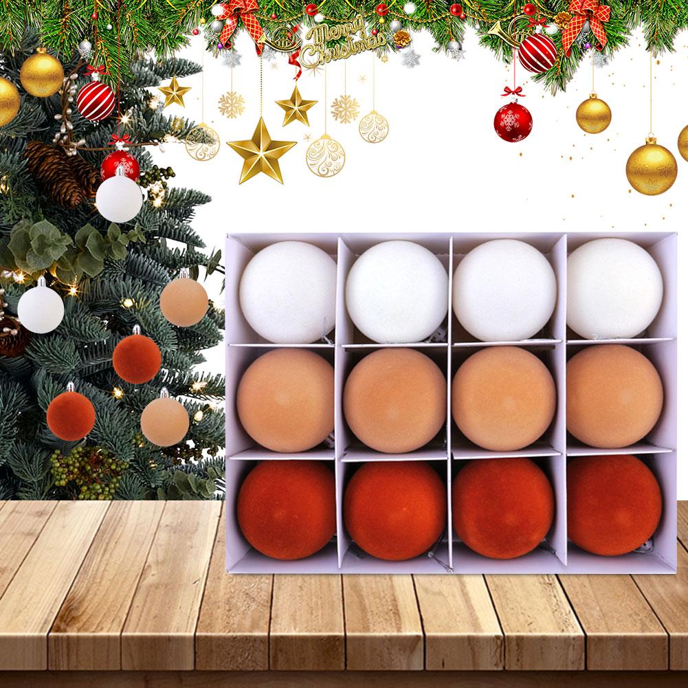 12Pcs 2.4 Inch Christmas Balls Christmas Tree Ornaments Shatterproof Velvet Christmas Tree Decoration Ornaments Home Party Decor