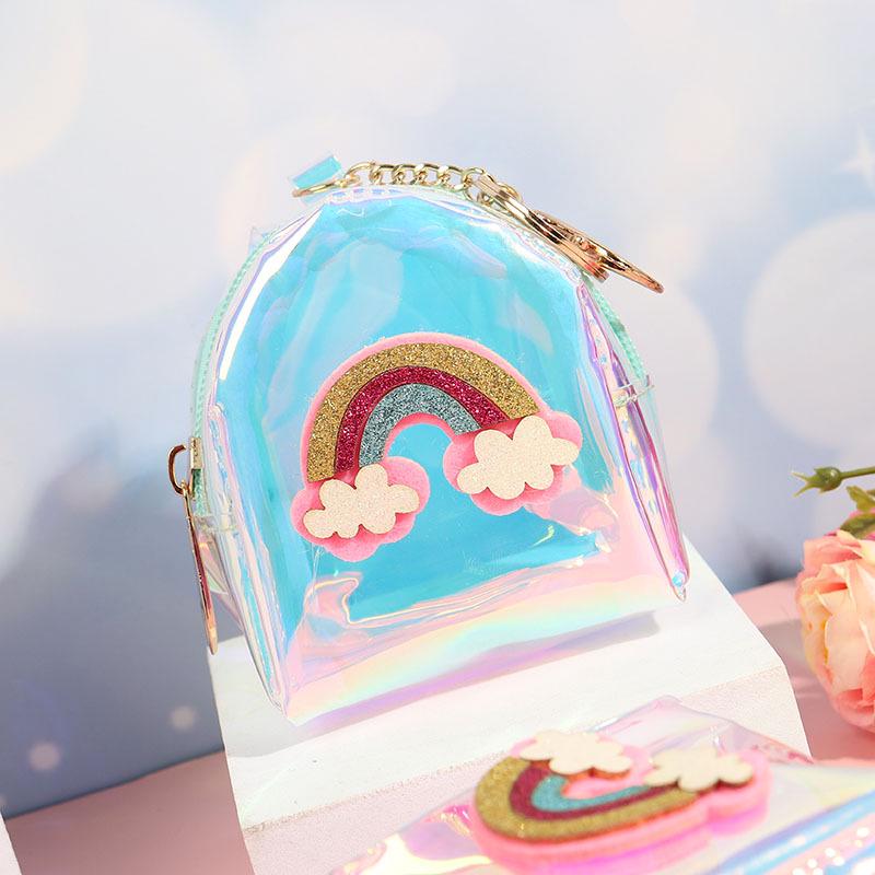 Creative Rainbow Laser Transparent Coin Purse: Sweet Lady Small Wallet, Key and Lipstick Holder, Earphone and Coin Pouch.