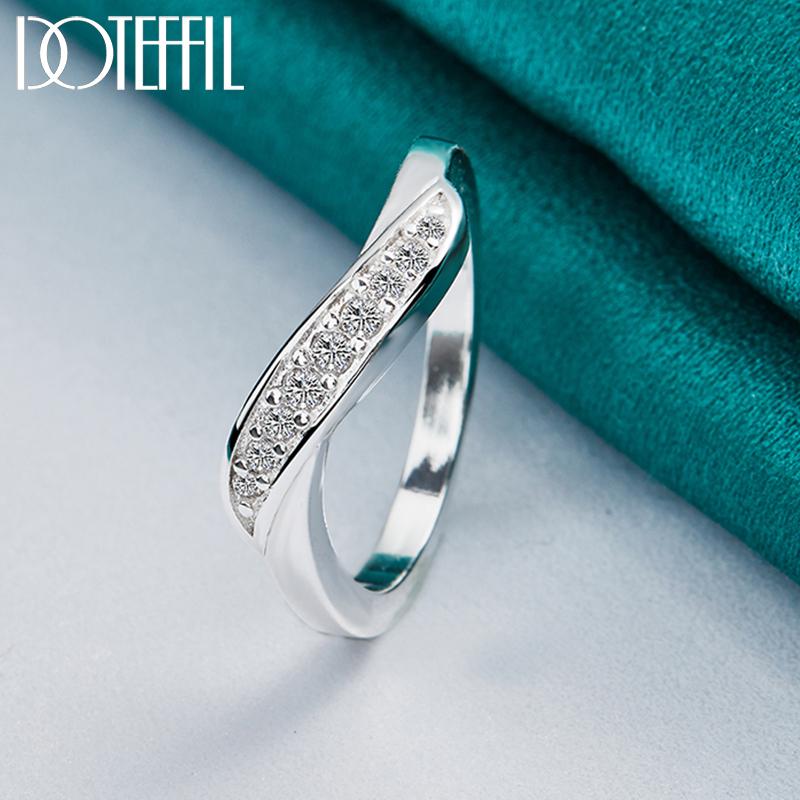 925 Sterling Silber Twisted AAA Zirkon Ring Mode Hochzeit Schmuck