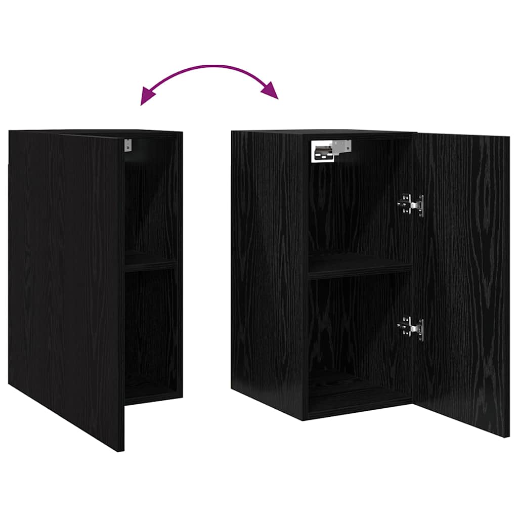 Wall Mounted TV Cabinet Black Oak Effect 30.5 x 30 x 60 cm