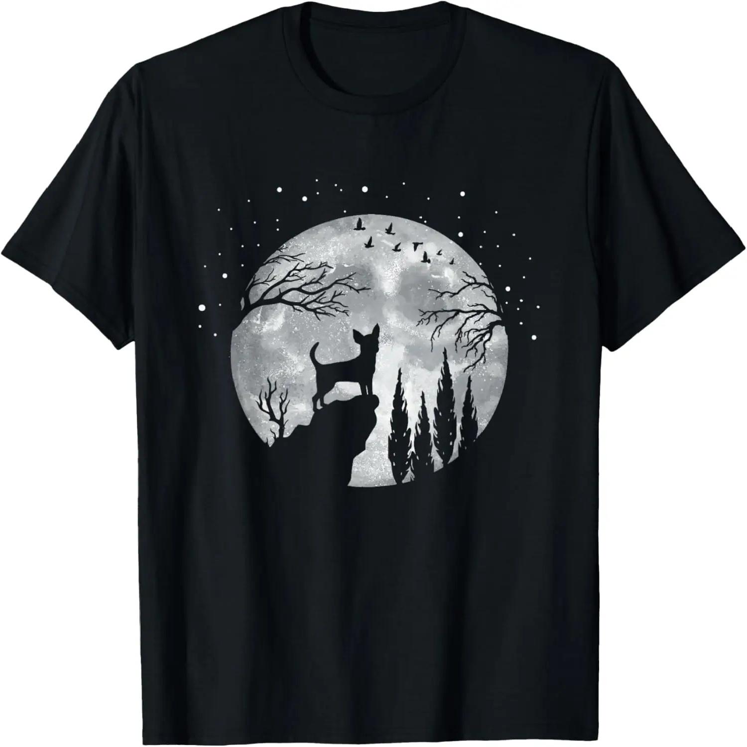 Chihuahua Dog Full Moon At Night - Dog Breed Chihuahua T-Shirt S