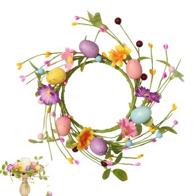 10.6-inch Easter Egg Simulation Wreath Small Egg Floral Holder Garland Mini Candle Holder Wreath Spring Dining Table Decor
