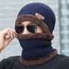Scaldaorecchie Invernali da Uomo e Cappello in Maglia di Velluto con Protezione per il Collo Ispessita - Set da Due Pezzi