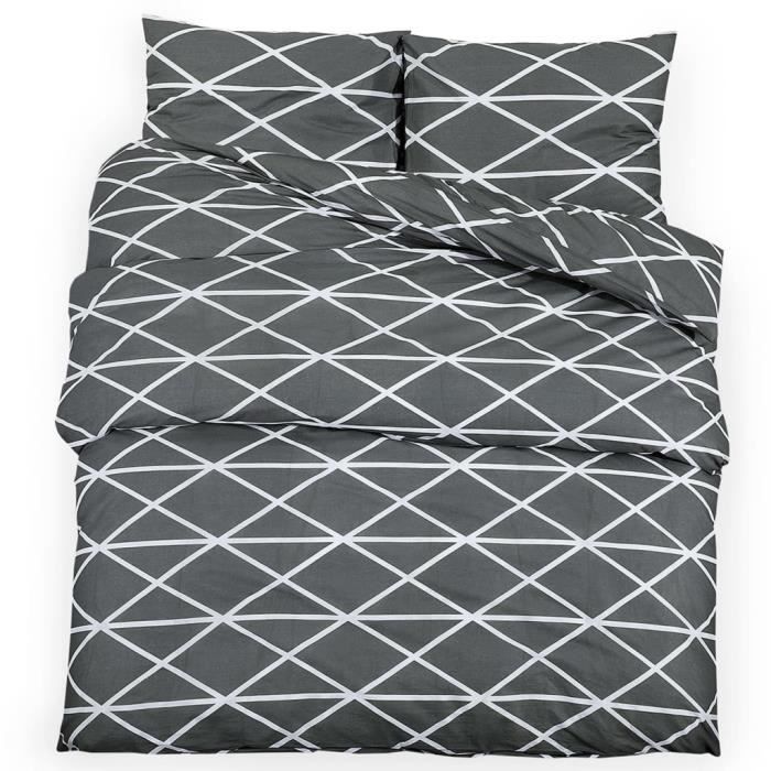 VidaXL Ensemble de housse de couette Gris 200x200 cm Coton 136059