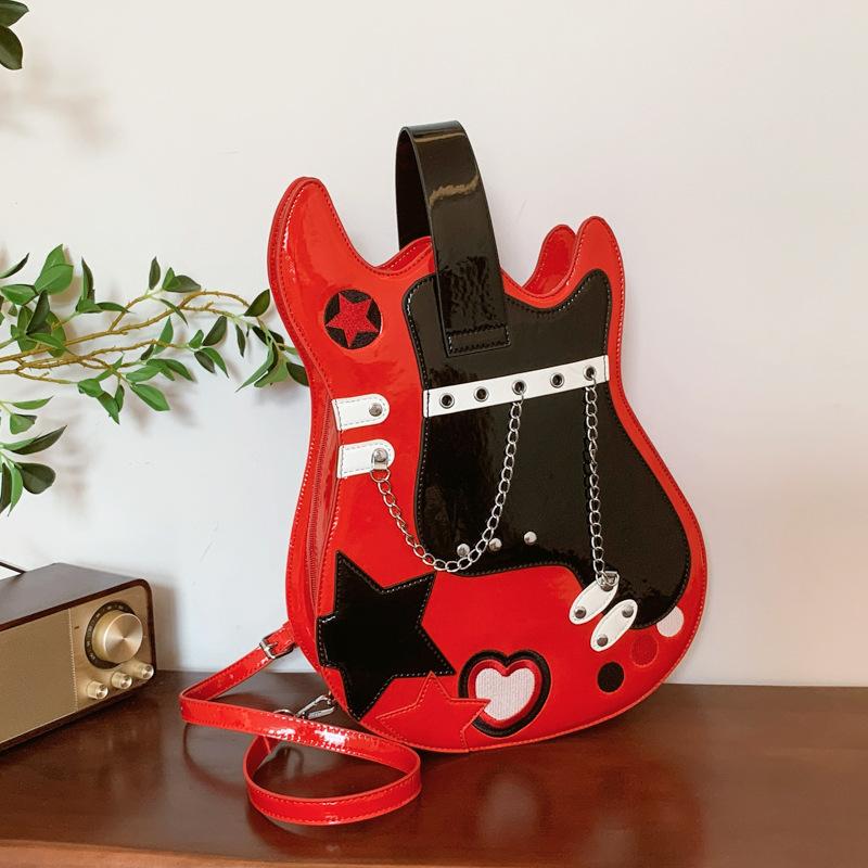 

bags, personality, guitar shape, bag, 2025 new sen, sweet girl, foreign style, versatile travel backpack tide чорний