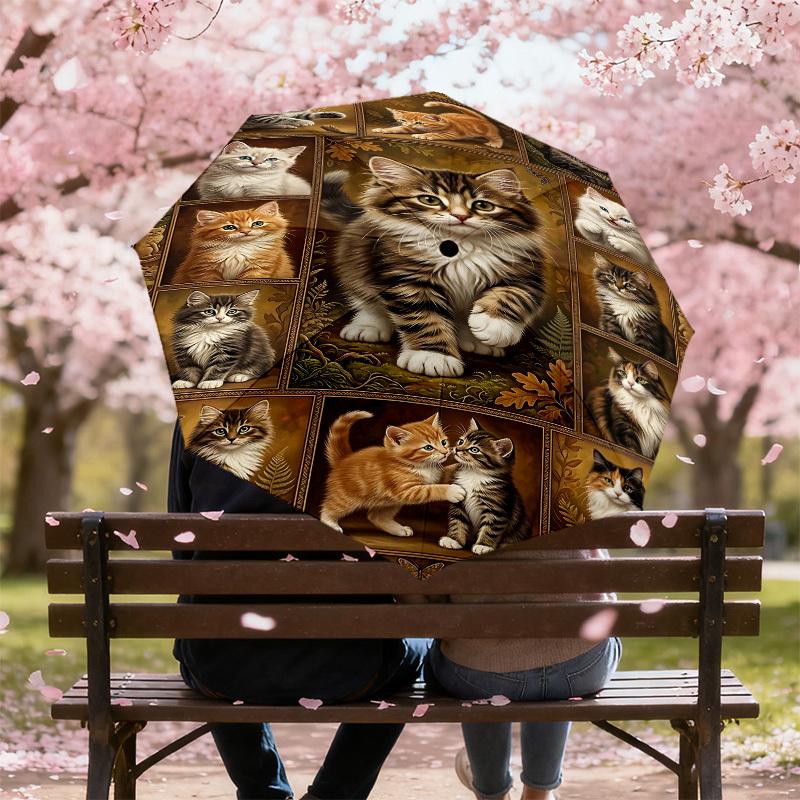 1PC Cat Quilt Umbrella-8-Rib Reinforced Portable Folding Travel Suitable for All Seasons Outdoor Daily Use Is an Ideal Choice  -K0385