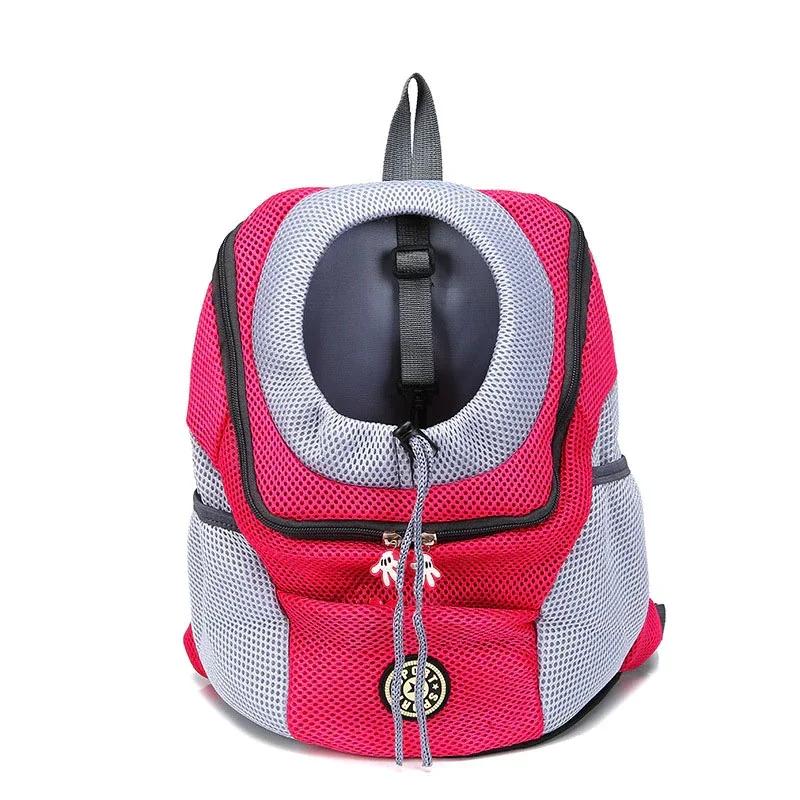 Portable Pet Carrier Backpack Breathable Mesh Dog Front Pack Double Shoulder Bag For Outdoor Travel Walking