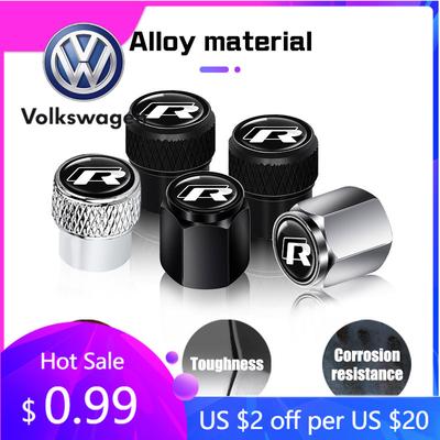 2026 Hot For Volkswagen VW 4pcs Metal Car Wheel Tire Valve Cap Stem Covers Accessories For Volkswagen VW R Polo Golf 8 Tiguan Pa