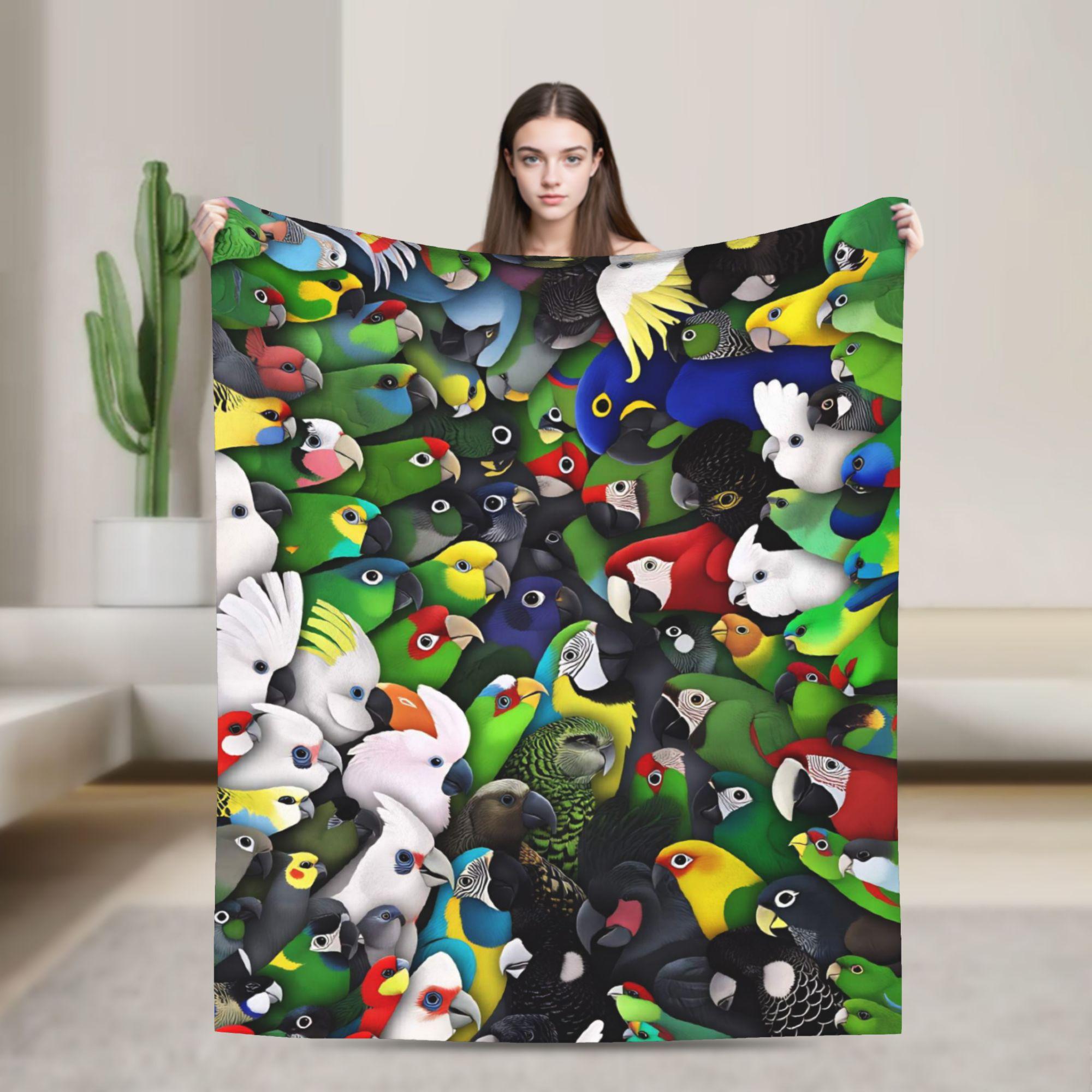 

Cute Birds Parrot Blankets Warm Cozy Throw Blanket Winter Adults Home Decor Camping Bedspread 80x120cm