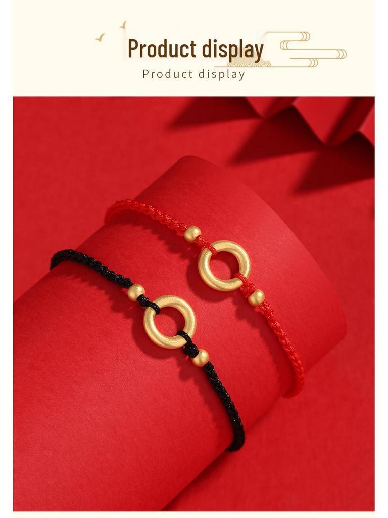 Shuibei 999 Zlatý Tkaný Náramek Mírová Spona pro Pár - Dárek Věčný Uzel pro Přítelkyni