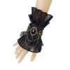 Gothic Steampunk Ruffled Lace Wrist Cuffs Fake Sleeve Crystals Gear Fingerless Gloves Halloween Arm Warmer Bracelet