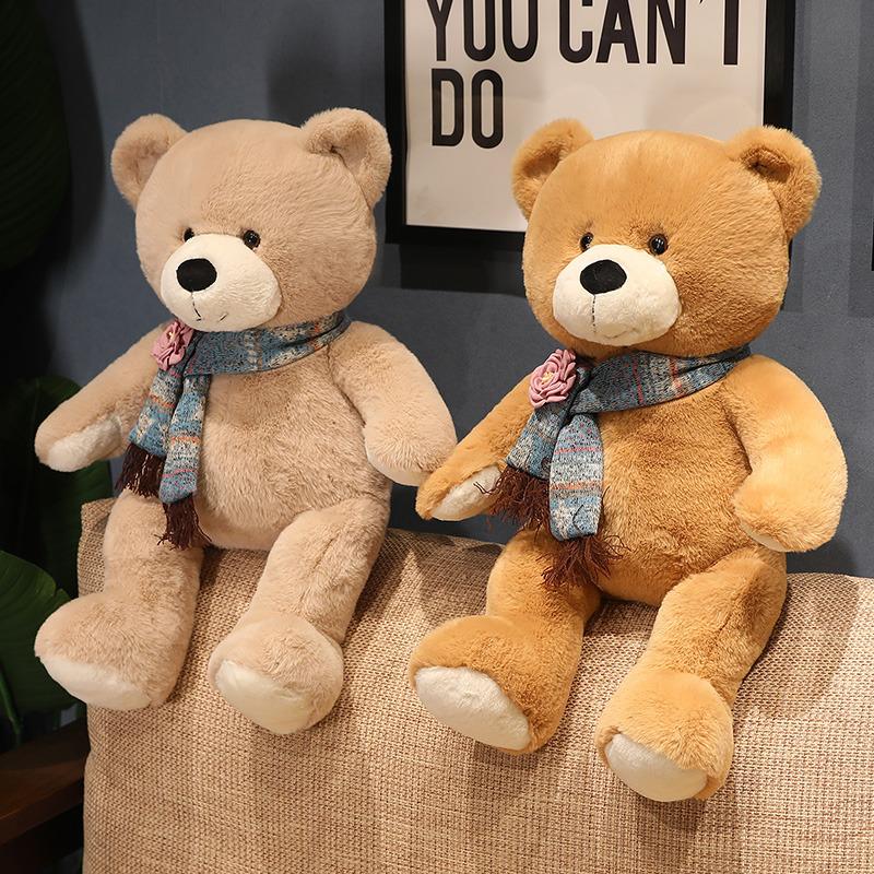 40/60/80cm Soft Teddy Bear Plush Toy with Scarf Cute Stuffed Animal Gift for Kids Girls Boys Christmas Birthday