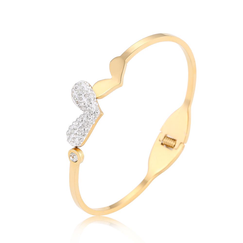 High-End Titanium Steel Women's Bracelets with Diamonds - Fashionable European & American Design, Non-Fading, Niche Style