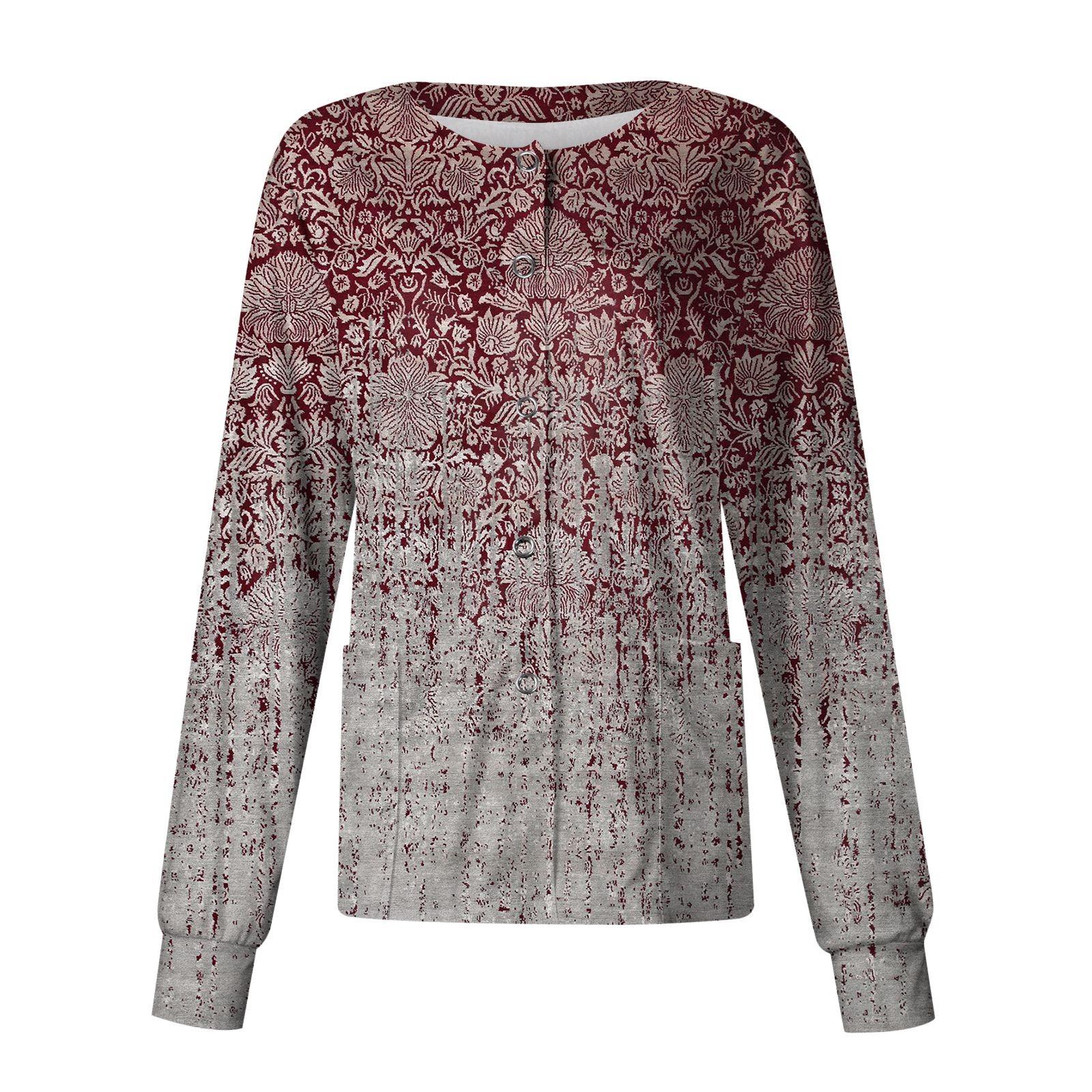 

Женская повседневная модная однобортная однобортная униформа для медсестер с воротником-стойкой и принтом L красный