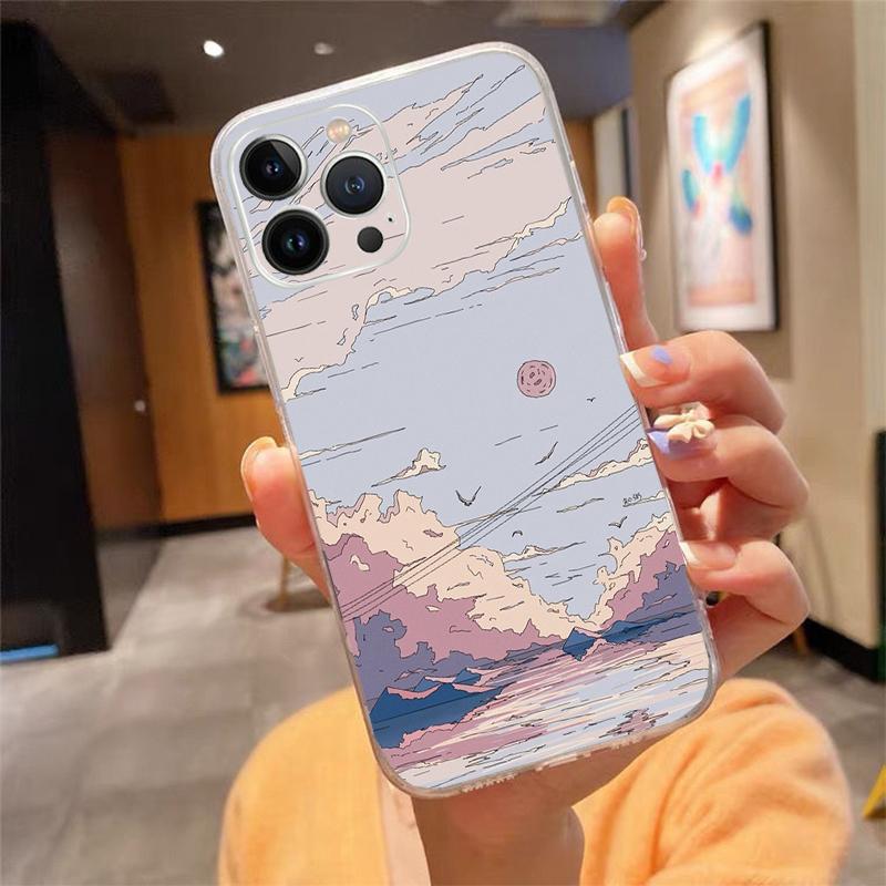 Phone Case For iphone 17 Pro Max Air 17 16 15 14 13 Pro Max 15Plus 15 16 Pro Scenery Sky Moon Landscape