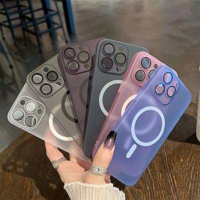 Matte Translucent Skin Touch Ultra Thin Slim PC Case for iPhone 11 12 13 14 15 16 Pro Max Wireless Charging Magsafe Lens Film Cover