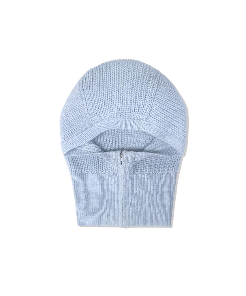 OIOI COLLECTION Zip-Up Knit Balaclava_Sky Blue