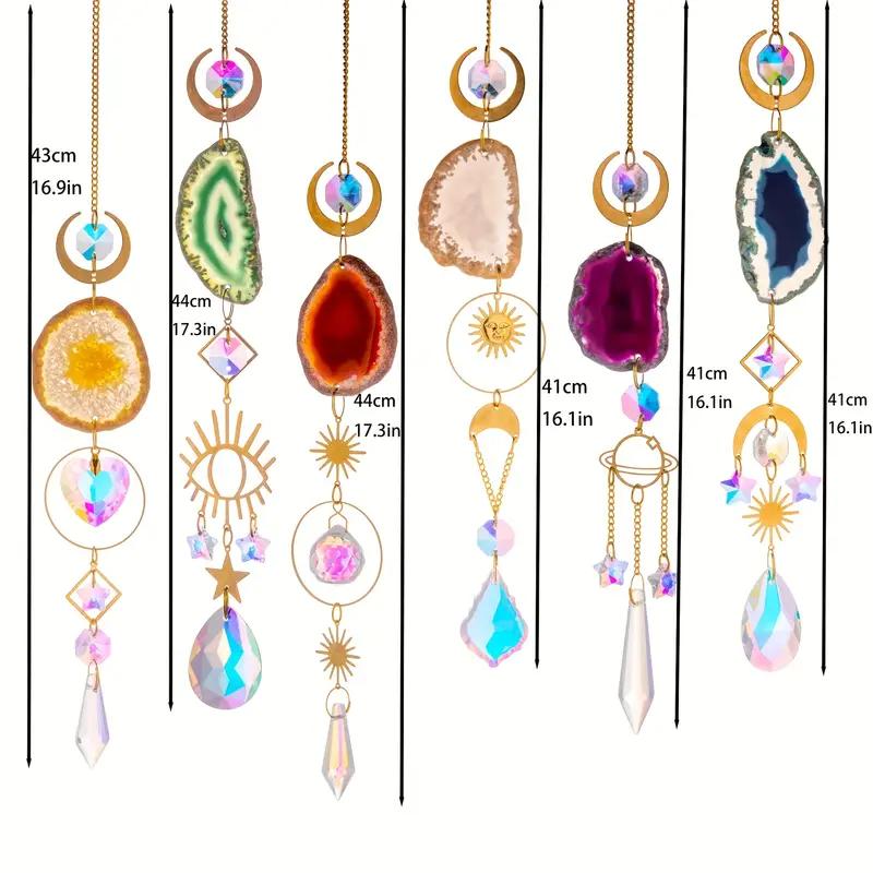 1pc Crystal Suncatcher, Window Hanging Sun Catcher with Prism and Agate Slices, Used for Home Garden Wedding Decoration