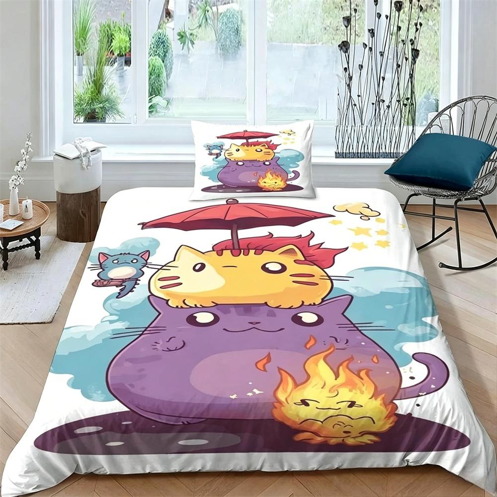 Set Copripiumino Kawaii Coperta Cuscini Giappone Anime Il Mio Vicino Set Biancheria da Letto Matrimoniale King Completo Copripiumino