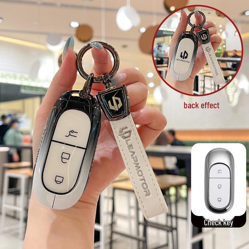 Leapmotor C11 Car Key Case: High-Tech Black Metal Protective Shell