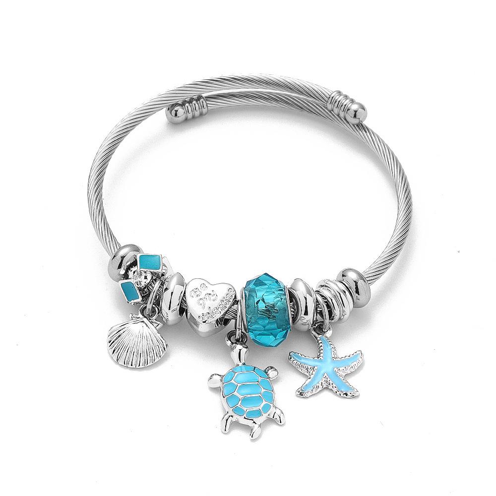 Stainless steel natural color opening adjustable bracelet women's personality simple jewelry new