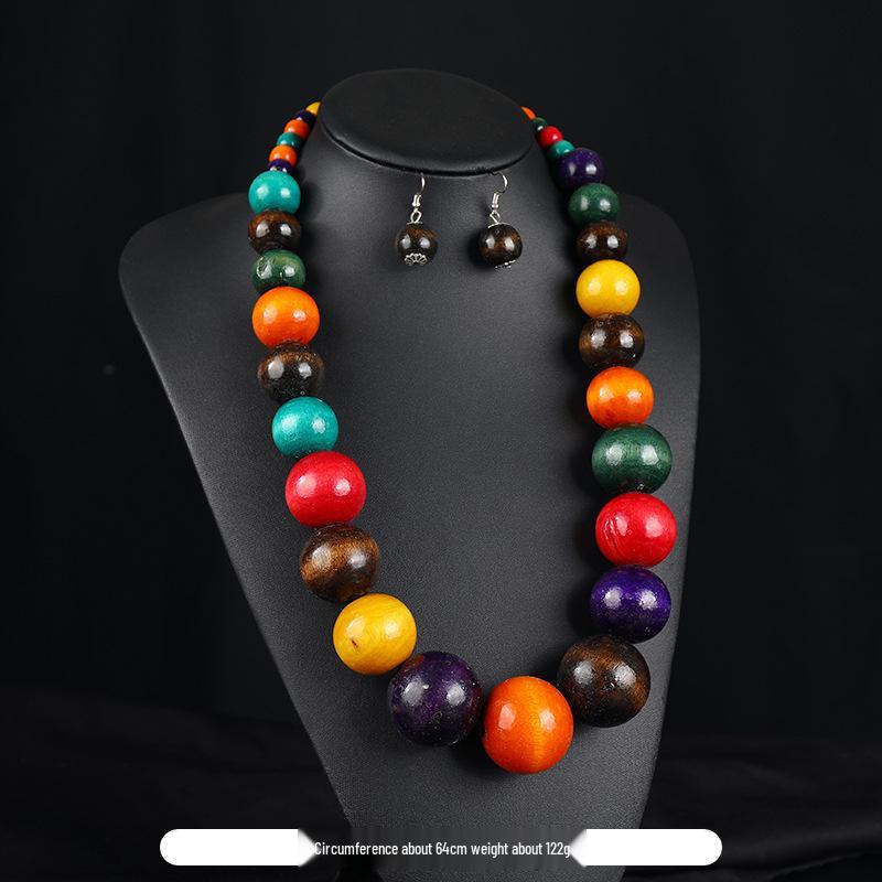 

Богемное фестивальное ожерелье из деревянных бусин