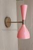 Pink Brass Diabolo Wall Sconce - Mid Century Modern Light (Set of Two)
