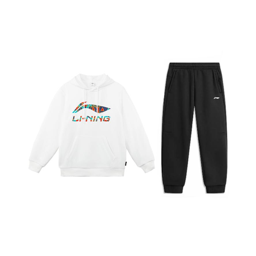 

Li-Ning Цветной логотип, принт с буквами, модный, удобный, универсальный флисовый худи-пуловер, повседневный спортивный костюм YWDV375-1+AKLUA73-6 XXL