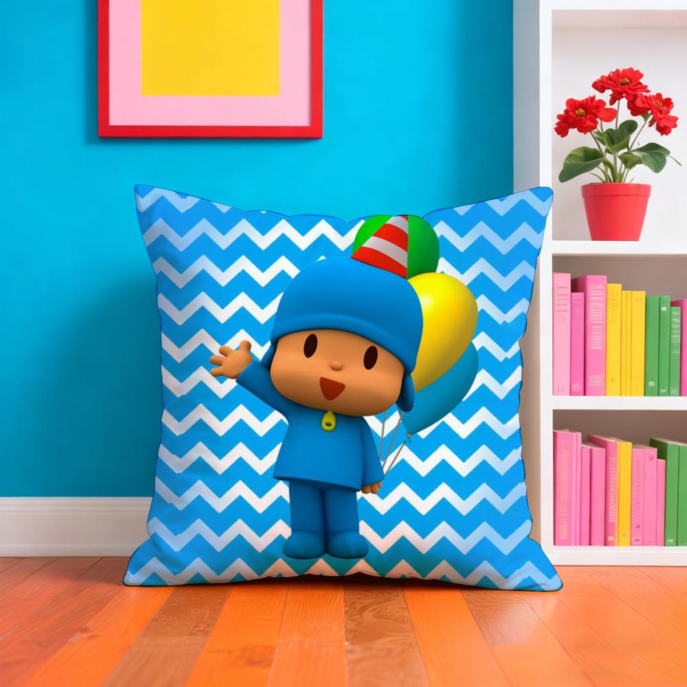 Cartoon Cute P-Pocoyo Pillow Case Plush Fabric Soft Double-Sided Printed Sofa Warm Winter Home Gift Cushion Cover