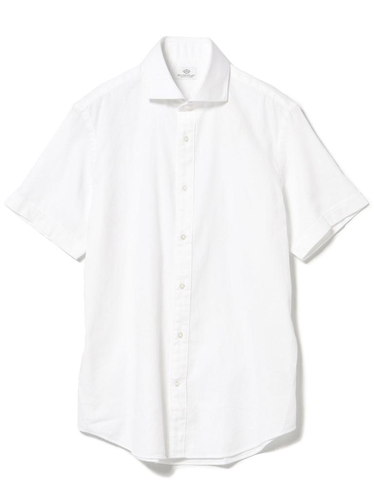 Shirt Herringbone Cutaway Collar Shirt WHITE XL [BEAMS HEART] S/S (S-XL) Men's